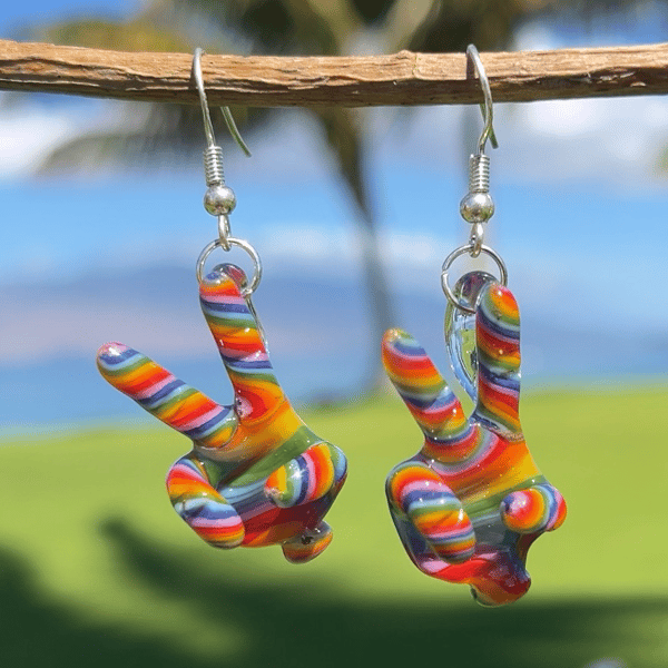 Image of Rainbow Peace Sign Earring Set