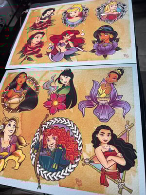 Image of Disney Princess Set A & B (4 sheets) 11x14 w/ Lines