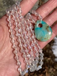 Image 4 of Blue Moonstone Mala with Peruvian Opal Pendant, Moonstone Mala, Peruvian Opal Mala, 108 Beads