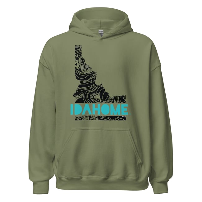 IDAHOME Topo - Unisex - Black Print - Heavyweight Hoodie
