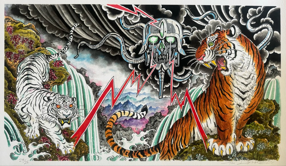 Image of Tim Lehi Hand Embellished "Tiger Book Cover" Giclée Print Signed & Numbered 23/25