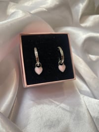 Image 3 of pink heart hoop earrings