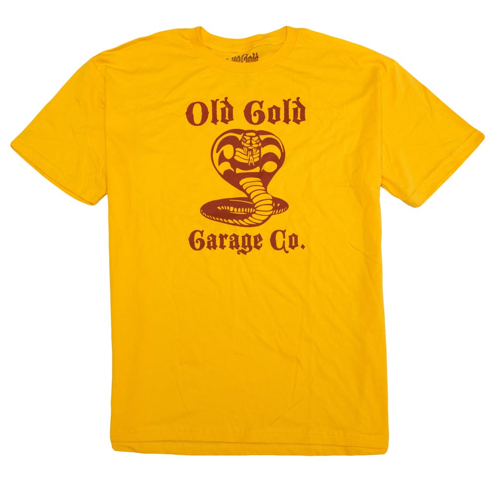 Image of NEW! Old Gold "Cobra King" T-shirt /Red on Gold