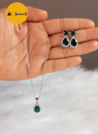 Image 1 of Suvina_S925 Sterling Premium Quality AD Pendant set Copy Copy