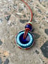 blue times; effetre glass medallion on cord Image 3