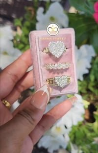 Image 1 of Gold Plated women’s (3 piece heart ring/Nugget set)