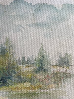 Image of VINTAGE DUTCH WATERCOLOR: LANDSCAPE #6