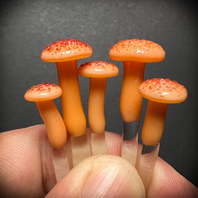 Image of 5 Orange & Red Mushroom Plant Spikes