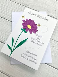 Image 4 of Handmade September Aster Birth Flower Card - Elegant Birthday Card for September Birthdays