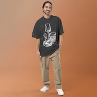 Image 3 of Oversized faded t-shirt cigar scotch wine