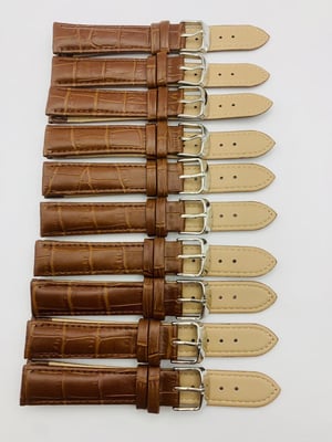 Image of LOTS OF 5 & 10 X CROC LEATHER GENTS WATCH STRAPS,18mm/20mm,BLACK,BROWN,ORANGE,TOP QUALITY,NEW.