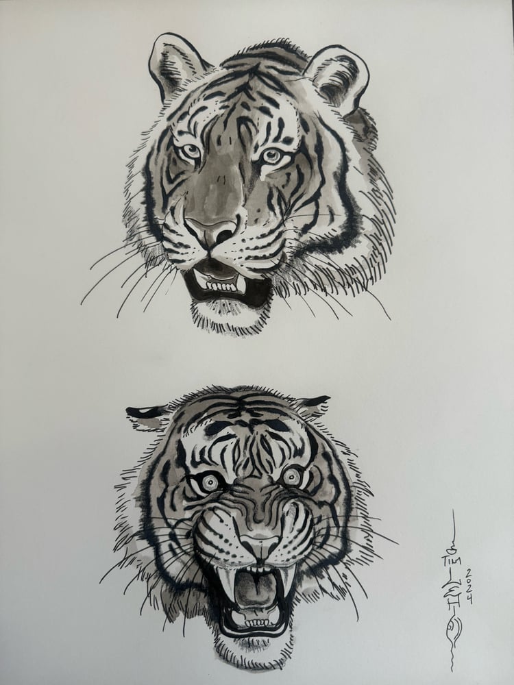 Image of Original Tim Lehi "Tiger Book Art 77" Illustration
