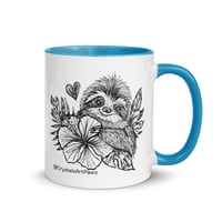 Image 8 of Tropical Flower Sloth Coffee Mug Line Art by CrystalsArtPaws