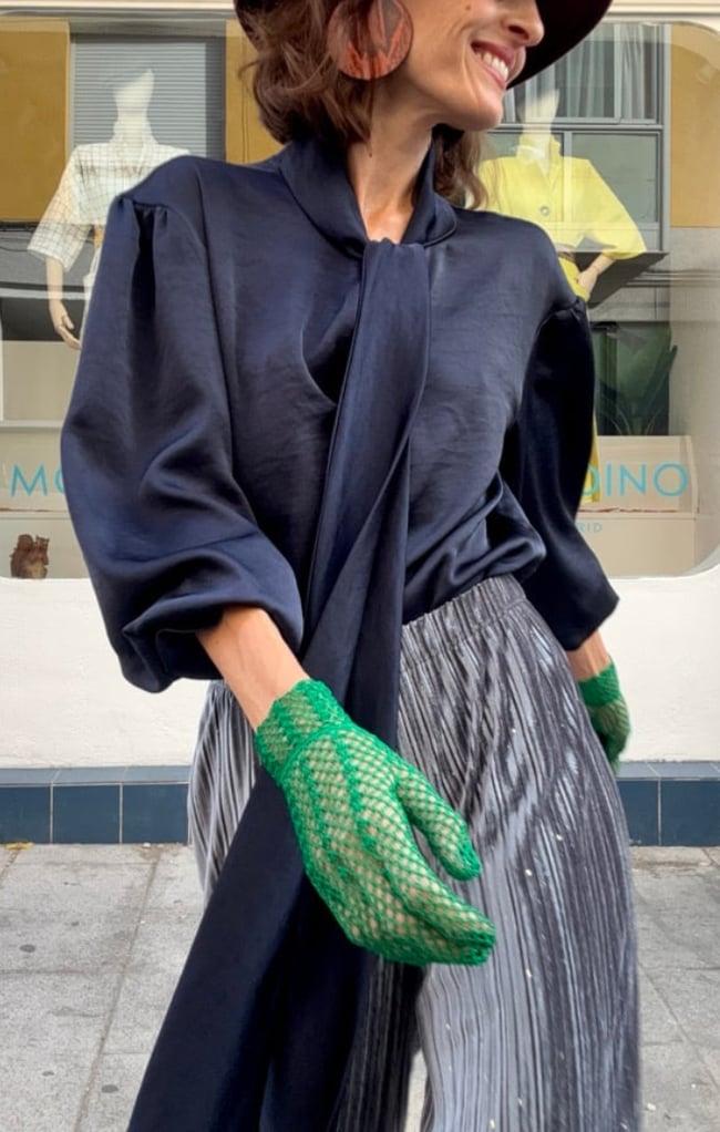 MIDNIGHT BLUE BOW BLOUSE