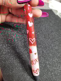 Image 4 of Red&White Glitter Heart Gel Pen