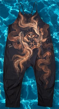 Image 1 of “PISCES” CUSTOM BLEACH PAINTED OVERSIZED ROMPER MEDIUM