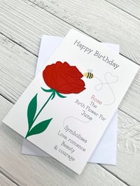 Image 3 of Handmade June Red Rose Birth Flower Card - Elegant Birthday Card for June Birthdays