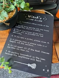 Witch's rules metal hanging sign
