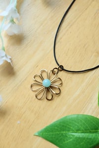 Image 1 of Brass + Amazonite Flower Necklace