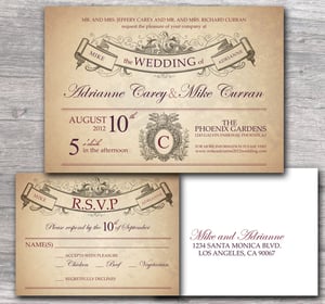 Image of Ornate Wedding Invitation with Rustic French Style Sample Set 