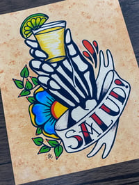 Image 2 of Day of the Dead "Salud!" Tequila Tattoo Art Print