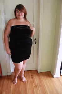 Image of Black Velour Bodycon dress size 3 