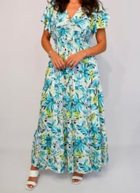 Image 1 of Exotic Print Button Front Maxi Dress