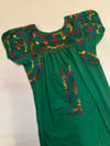 vintage sage Oaxacan hand embroidered dress