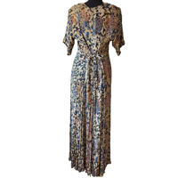 Image 7 of Vintage 90s Moody Floral Rayon Babydoll Maxi Dress by Starina -Women’s Size Medium 