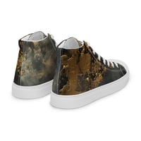 Image 3 of Tattered Look Goth Inspired Black, Gray and Gold Women’s high top canvas shoes