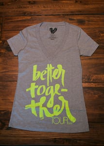Image of Better Together Tour Tee - Womens V Neck (Gray/Neon)