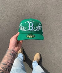 Image 3 of GREEN BOSTON RED SOX CUSTOM FITTED CAP