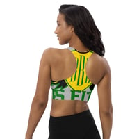 Image 3 of BOSSFITTED Grey Yellow and Green Longline Sports Bra