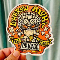 Image 2 of LOWBROW ALOHA 10th Anniversary Enamel Pin & Vinyl Sticker SET