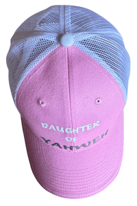 Image 2 of Heavenly Made Apparel Daughter Of Yahweh  Mesh Hat - Pink & White Adjustable