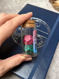 Image 2 of Hope and Fear Dice | Handmade Pair of D12 Dice Magenta and Green