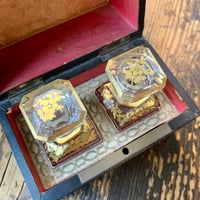 Image 3 of Antique French Napoleon III Boulle Scent Box 2 Baccarat Perfume Bottles