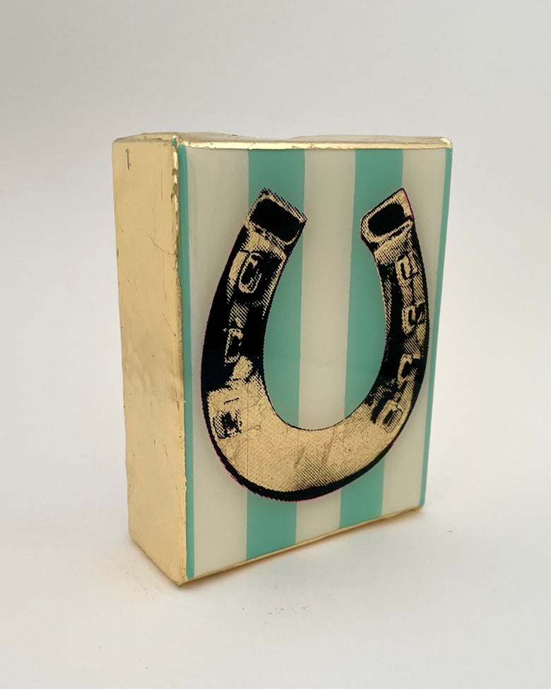 Image of Good Luck Horseshoe Stripe/Gold leaf