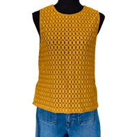 Image 2 of Yellow Crochet Sleeveless Zara Top with Ruffle Accent - Size M Beach Boho