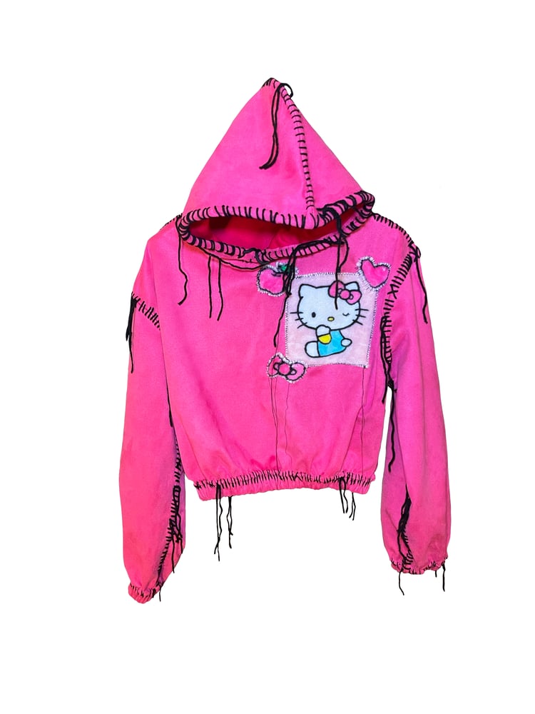 Image of THE END IS NEAR KITTY GURL PINK HOODIE