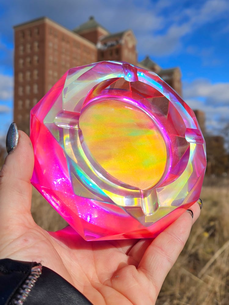 Image of Neon Pink Iridescent Ashtray