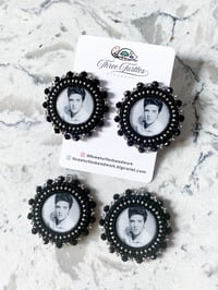 Image 1 of Black & Silver Elvis Earrings (Dangly or Studs)