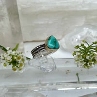 Image 4 of Emerald Valley Kingman Turquoise w/ 14K Gold Bezel~Size 6