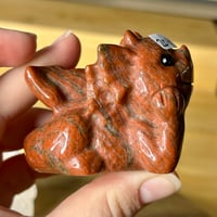 Image 4 of Clear Quartz and Red Jade Laying Dragon ($20)