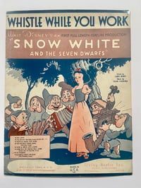 Image 2 of Snow White c1937, framed vintage sheet music of 'Whistle While You Work'