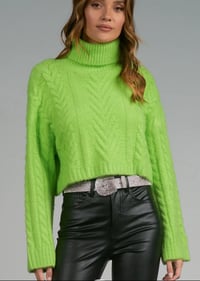 Lime Cable Turtleneck 