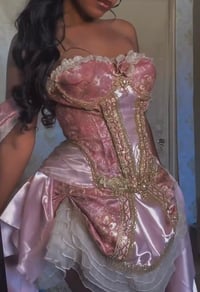 Image 1 of Pink Princess Handmade Bridgerton-Inspired Corset Dress | One-of-One Regency Couture Gown