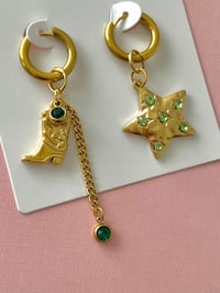 Image 4 of COWBOY BOOT / STAR  MISMATCH HOOP EARRINGS