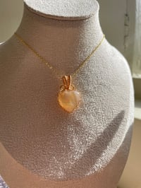Image 2 of Gold Flower  Agate Heart Crystal Necklace