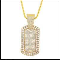 Image 2 of 24K Gold-Plated Square Pendant Necklace with Twisted Chain